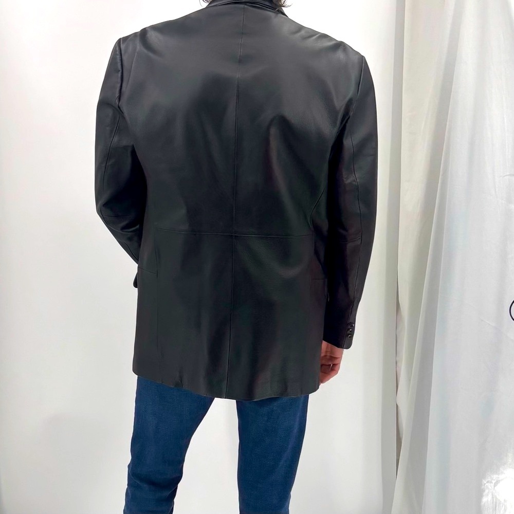 J. Ferrar Retro 70’s Genuine Leather Structured Sport Coat Jacket Blazer - Picture 6 of 15